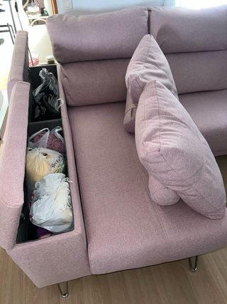 Sofá 3 plazas rosa, fabricado en España