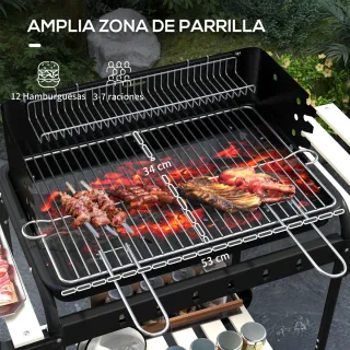 Barbacoa Carbón con Ruedas Parrilla Ajustable