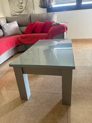 Mesa de centro cristal y madera