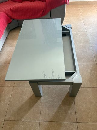 Mesa de centro cristal y madera
