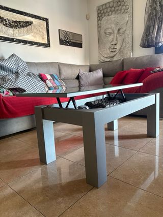 Mesa de centro cristal y madera