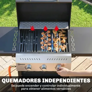Barbacoa Gas 3 Quemadores Termómetro Parrilla