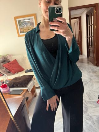 Sobrecamisa cruzada manga larga talla M