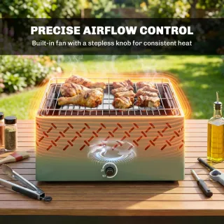 Barbacoa Carbón con Ventilador Portátil