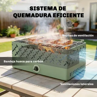 Barbacoa Carbón con Ventilador Portátil