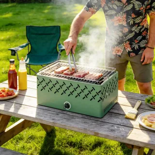 Barbacoa Carbón con Ventilador Portátil