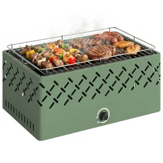 Barbacoa Carbón con Ventilador Portátil