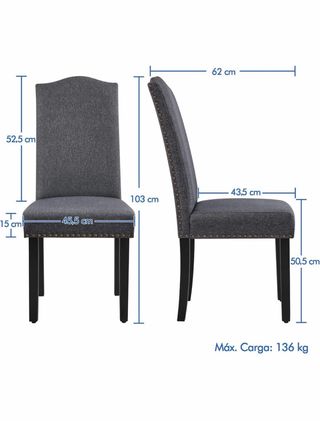 Juego de 6 sillas de comedor grises