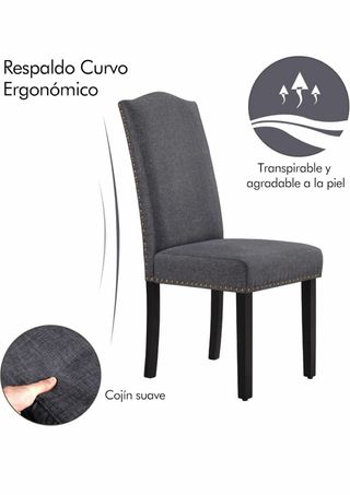 Juego de 6 sillas de comedor grises