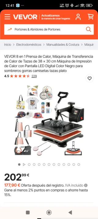 Prensa de Calor VEVOR 8 en 1