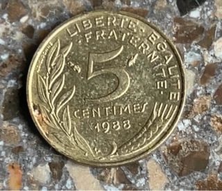 3 Monedas 5 Céntimos Franceses