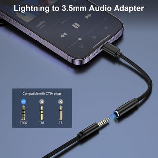 Adaptador de auriculares para iPhone, [certificado