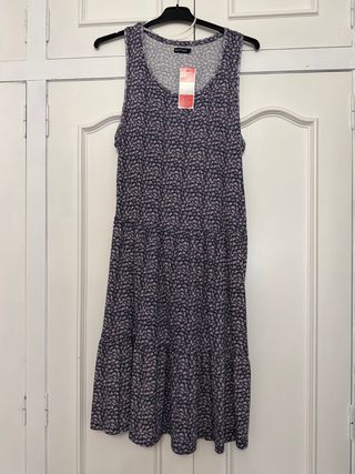 Vestido estampado floral azul y rosa