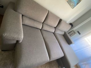 Sofá chaise longue tela beige/gris