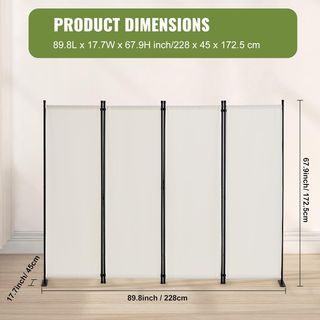 - - - - - VEVOR Biombo Separador Plegable 4 Pane