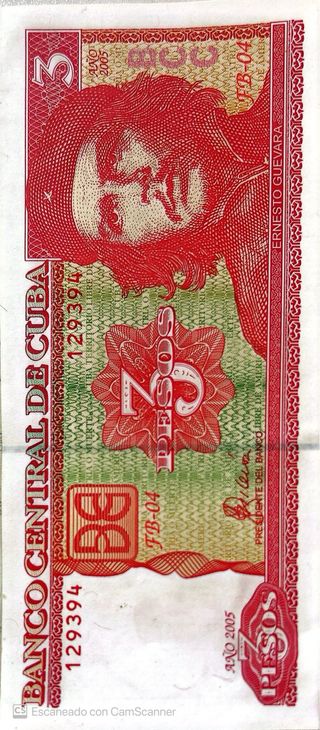 3 Billetes Pesos Cubanos Che 2005