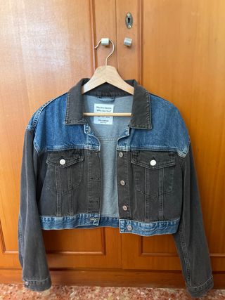 Chaqueta vaquera Pull&Bear azul y gris Talla S