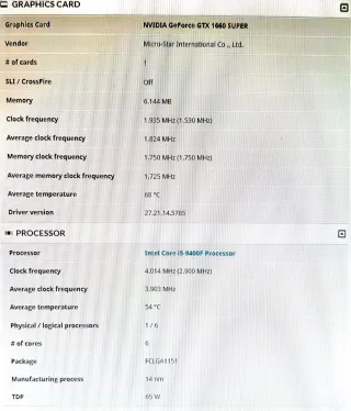PC Gaming - i5 9400F, GTX 1660 Super, 16+500GB