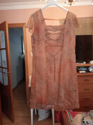 Vestido Punto Roma Naranja y Beige