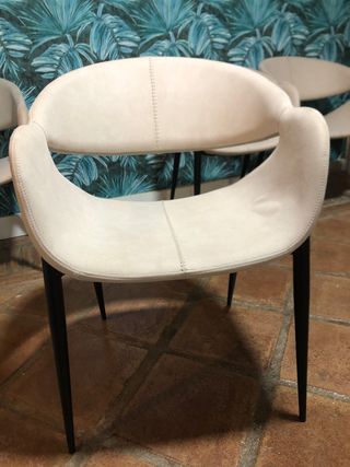 4 Sillas de Diseño Beige y Azul