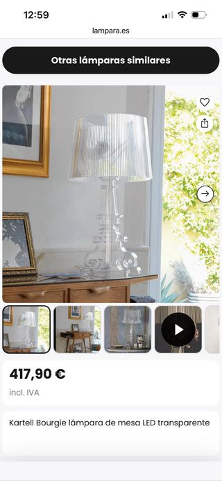 Lámpara de mesa Kartell Bourgie Transparente