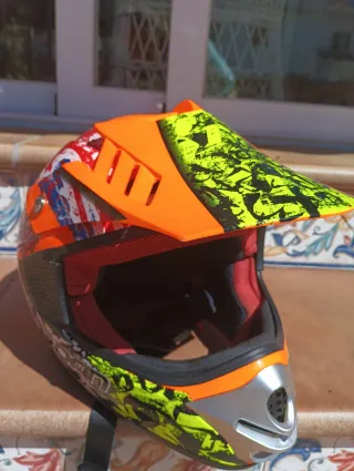Casco Moto Enduro/Motocross Naranja y Amarillo
