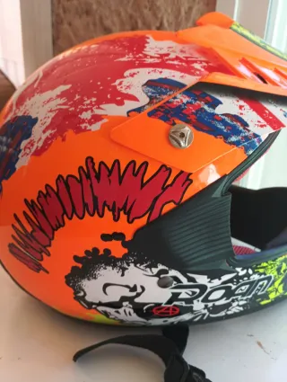 Casco Moto Enduro/Motocross Naranja y Amarillo