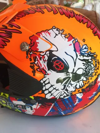 Casco Moto Enduro/Motocross Naranja y Amarillo