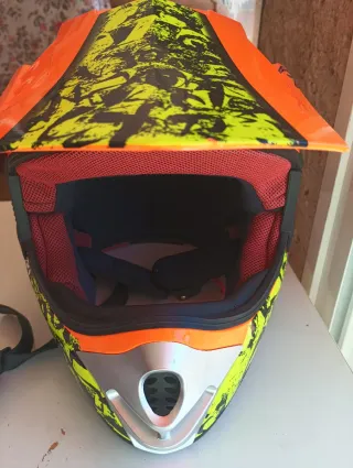 Casco Moto Enduro/Motocross Naranja y Amarillo