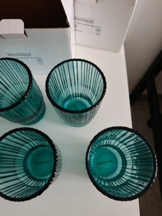 Set 6 Bicchieri Brandani Plissè Turchese