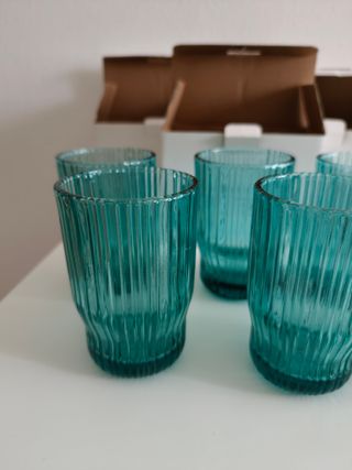 Set 6 Bicchieri Brandani Plissè Turchese