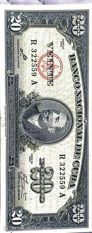 Billete 20 Pesos Cubanos 1960 Antonio Maceo