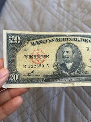 Billete 20 Pesos Cubanos 1960 Antonio Maceo