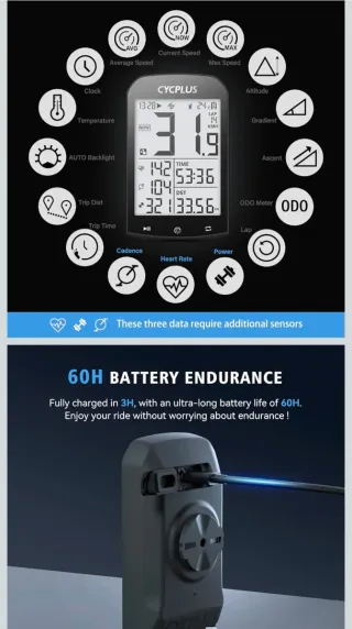 Ciclocomputador CYCPLUS M3+ accesorios