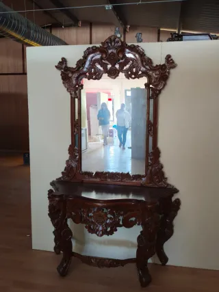Mueble de Entrada con Espejo Tallado. Nuevo.
