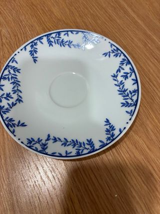 Pack 5 Tazas con Plato Flores Azules