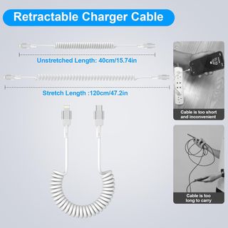 Cable espiral carga rápida iPhone Carplay