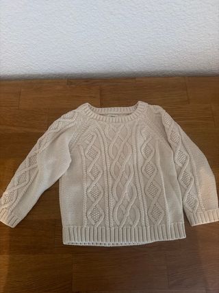 Jersey trenzado para niños color crema