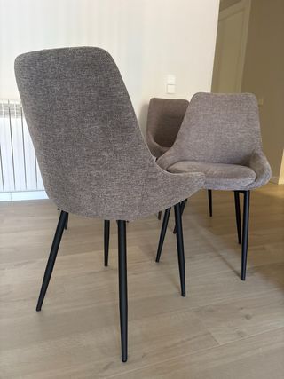 4 Sillas Tapizadas Marrón/Gris