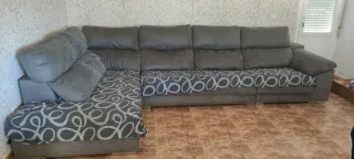 Sofá 4 plazas chaise longue gris