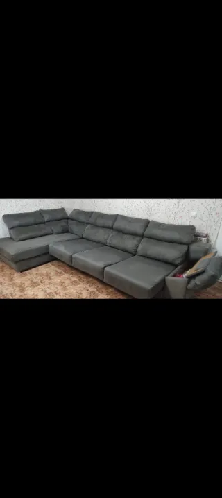 Sofá 4 plazas chaise longue gris