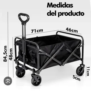 Carro de transporte plegable negro 75 Litros