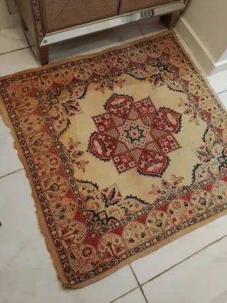 Alfombra Persa Vintage Lana Beige y Rojo