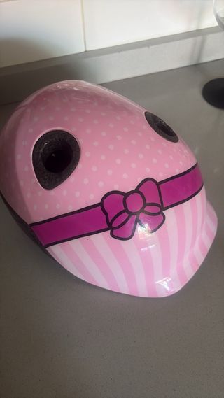 Casco bici niña rosa lunares y rayas. REGALO