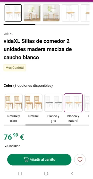2 Sillas Comedor Madera Maciza