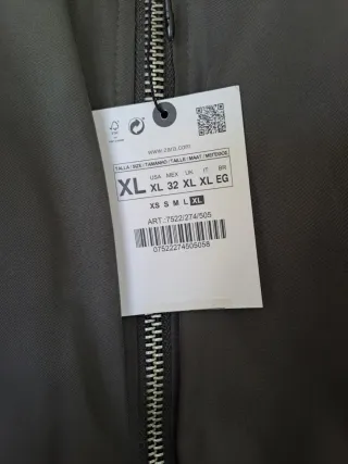 Cazadora Bomber Zara Verde Oliva. Nueva.  Talla Xl