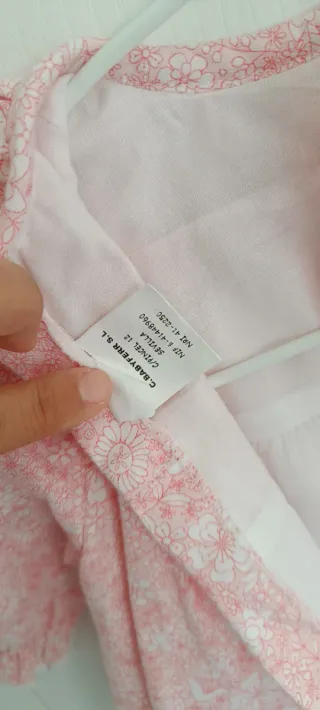 Conjunto Vestido y Gorrito Rosa Estampado