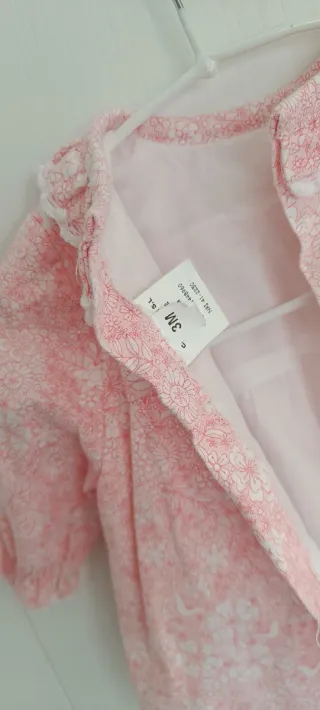 Conjunto Vestido y Gorrito Rosa Estampado