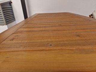 Mesa y bancos comedor exterior madera
