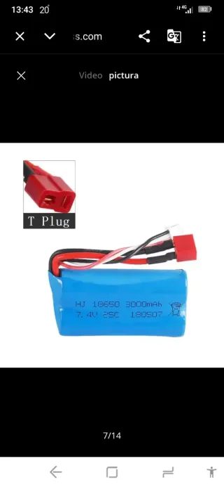 2 Baterías RC 7.4V 3000mAh HJ 18650